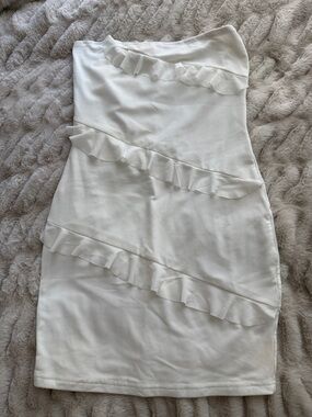 Princess Polly White Strapless Ruffle Bodycon Dress